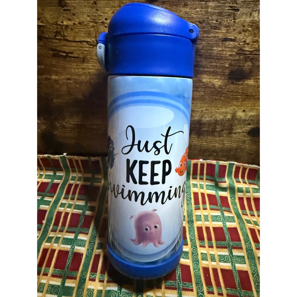 Disney Finding Dory Just Keep Swimming Stainless Steel Water Bottle Straw Lid
